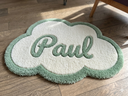 Tapis Tufté Artisanal Personnalisé — Nuage Prénom | Cadeau Naissance Fait Main