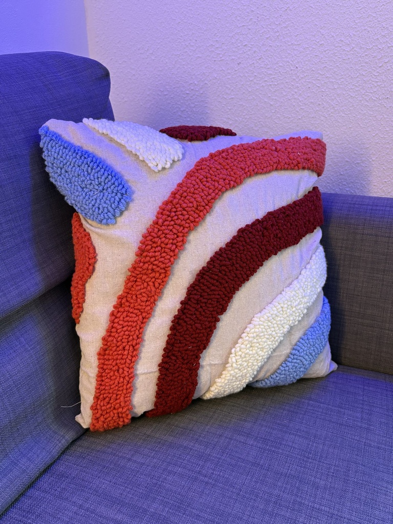 Coussin Tufté Artisanal — Arches Rétro Bohème 70s Terracotta & Bordeaux Fait Main