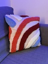 Coussin Tufté Artisanal — Arches Rétro Bohème 70s Terracotta & Bordeaux Fait Main