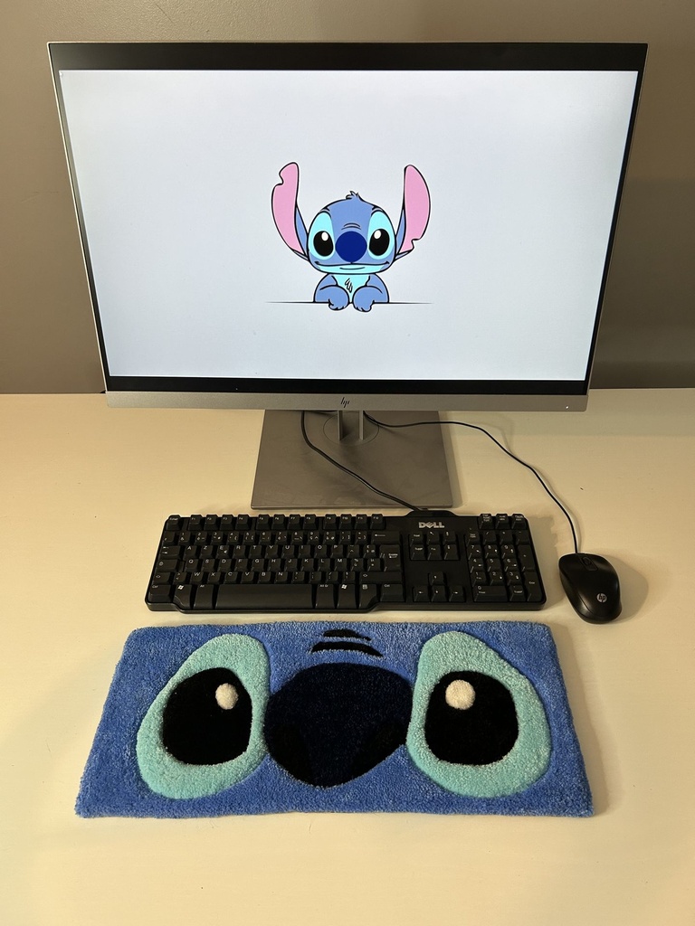 Handmade Tufted Wrist Rest — Little Blue Creature Round Ears | Handmade Desk Decoration